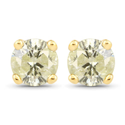 0.95 Carat Genuine LB Diamond 14K Yellow Gold Earrings