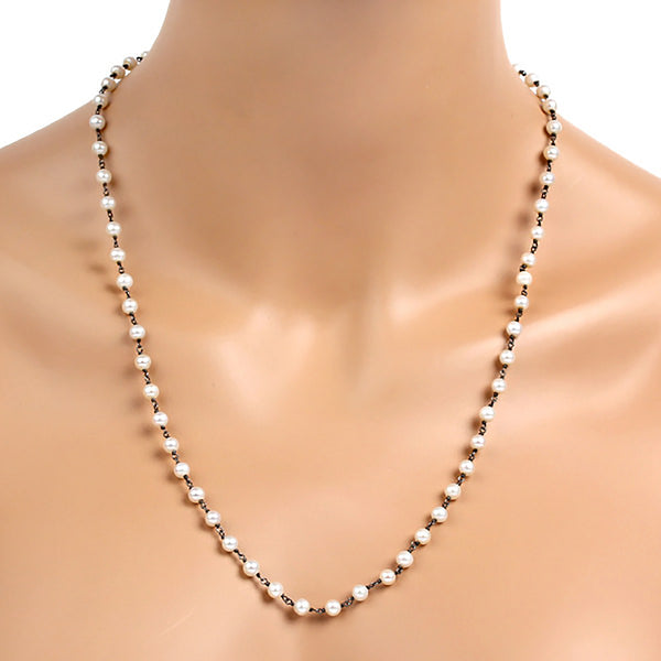 50.48 ct Pearl Beads 925 Sterling Silver Handmade Necklace Women Fashion Jewelry