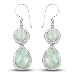 11.82 Carat Genuine Aquamarine .925 Sterling Silver Earrings