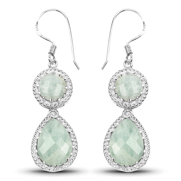 11.82 Carat Genuine Aquamarine .925 Sterling Silver Earrings