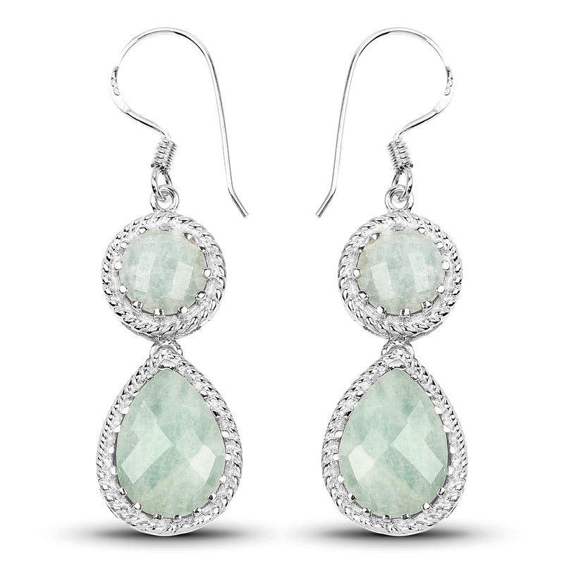 11.82 Carat Genuine Aquamarine .925 Sterling Silver Earrings