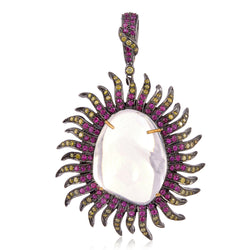 Opal Diamond Pendant Sterling Silver 18k Gold Jewelry
