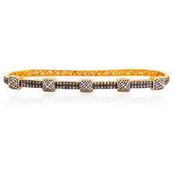 18 kt Yellow Gold 1.37ct Pave Diamond Palm Bracelet .925 Sterling Silver Jewelry