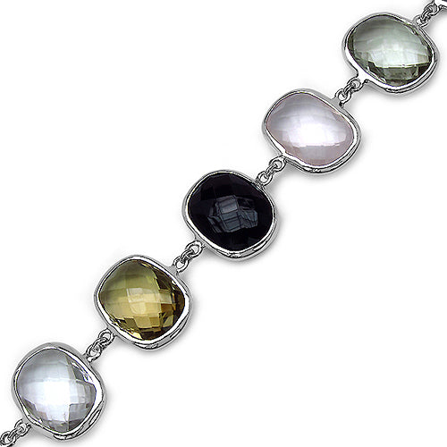 76.43 Carat Genuine Multi Stone .925 Sterling Silver Bracelet