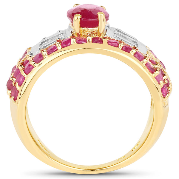 4.23 Carat Glass Filled Ruby and White Topaz .925 Sterling Silver Ring