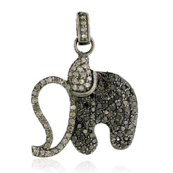 Elephant Design Pendant 1.52ct Pave Diamond .925 Sterling Silver Fashion Jewelry