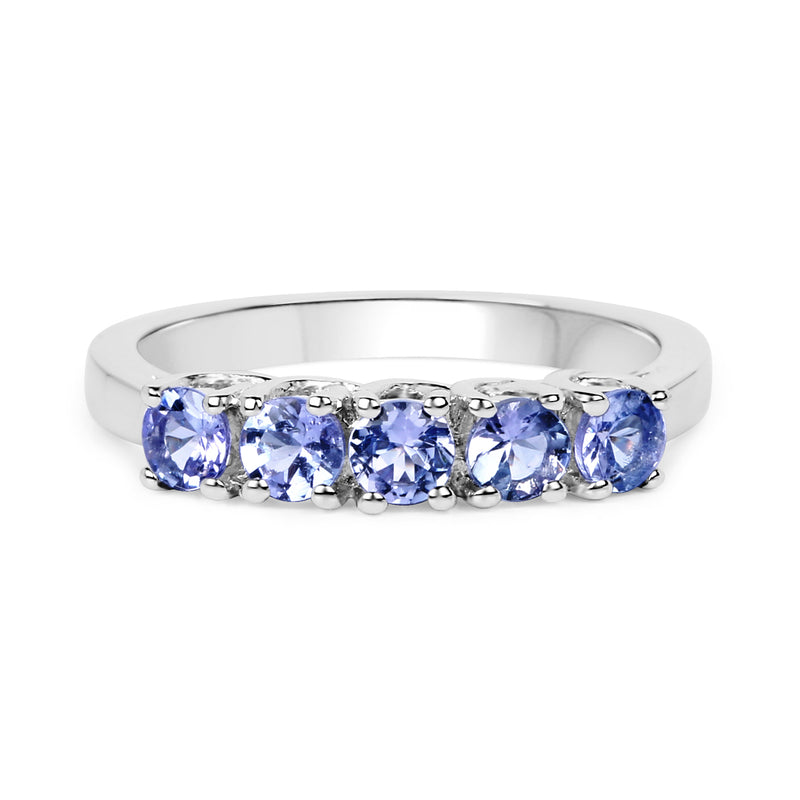 0.95 Carat Genuine Tanzanite .925 Sterling Silver Ring