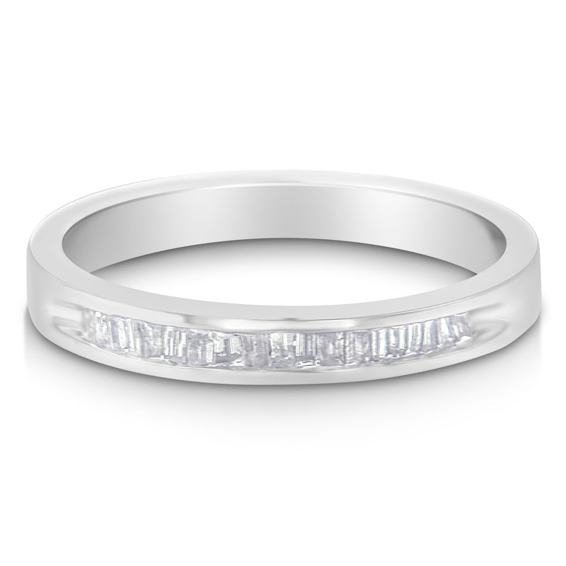 .925 Sterling Silver 1/5 Cttw Diamond Channel-Set Stackable Band Ring (H-I Color, I1-I2 Clarity) - Size 7-1/4