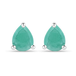 0.54 Carat Genuine Emerald .925 Sterling Silver Earrings