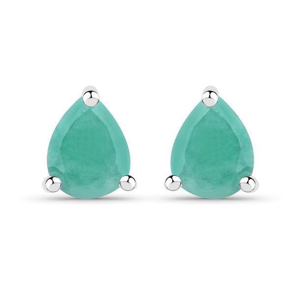 0.54 Carat Genuine Emerald .925 Sterling Silver Earrings