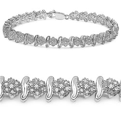 14K White Gold Plated 1.80 Carat Genuine Diamond .925 Sterling Silver Bracelet