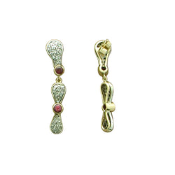 Modern1.5ct Red Garnet Diamond Dangle Earrings 14kt Gold Sterling Silver Jewelry