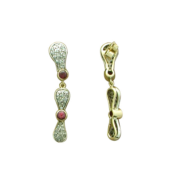 Modern1.5ct Red Garnet Diamond Dangle Earrings 14kt Gold Sterling Silver Jewelry