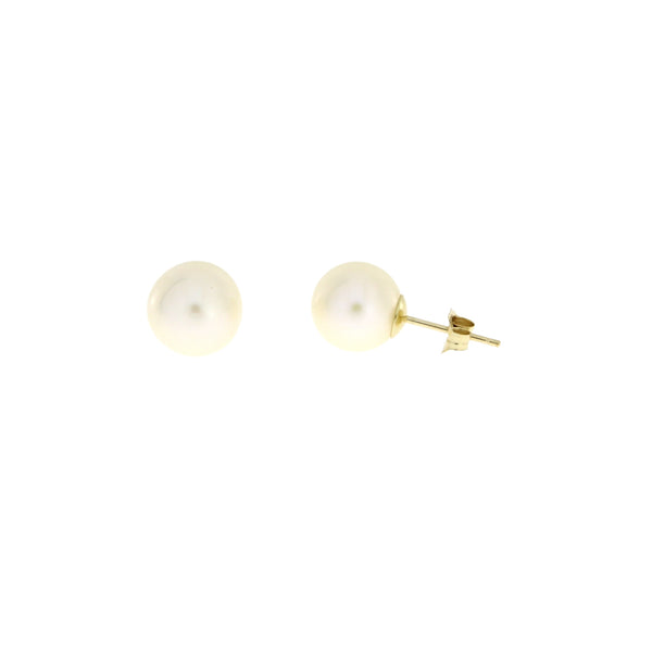 Genuine FW Pearl Stud Earrings 14KT Yellow Gold