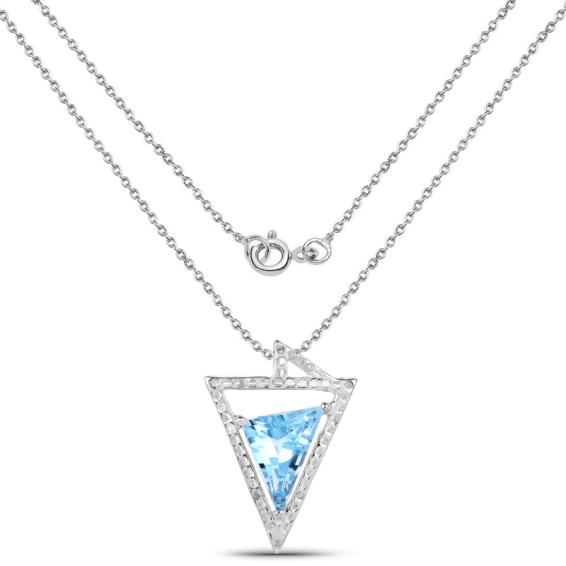 2.49 Carat Genuine Swiss Blue Topaz .925 Sterling Silver Pendant