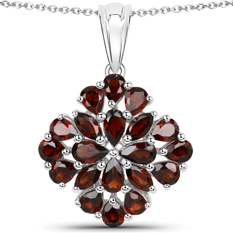 3.96 Carat Genuine Garnet .925 Sterling Silver Pendant