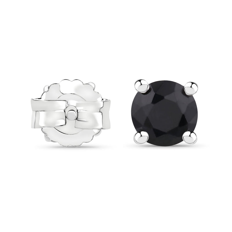 1.20 Carat Genuine Black Sapphire .925 Sterling Silver Earrings