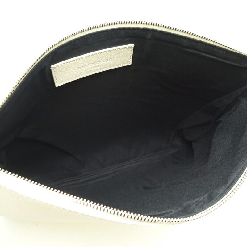 Balenciaga Shopping Clip M Ladies Clutch Bag 485110 Leather White