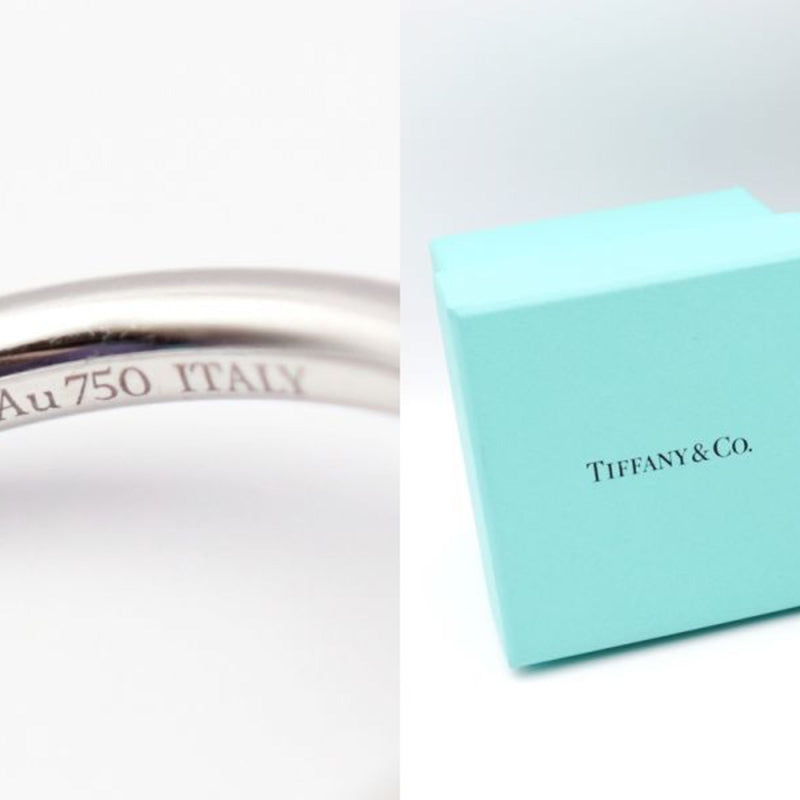 Tiffany T Wire Ring No. 10 Diamond Turquoise K18WG AU750 White Gold Womens Jewelry
