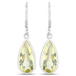 9.42 Carat Genuine Lemon Quartz .925 Sterling Silver Earrings