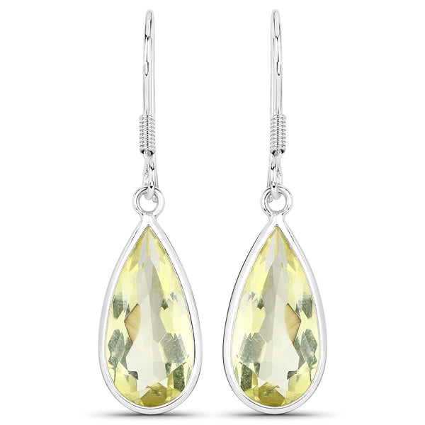 9.42 Carat Genuine Lemon Quartz .925 Sterling Silver Earrings