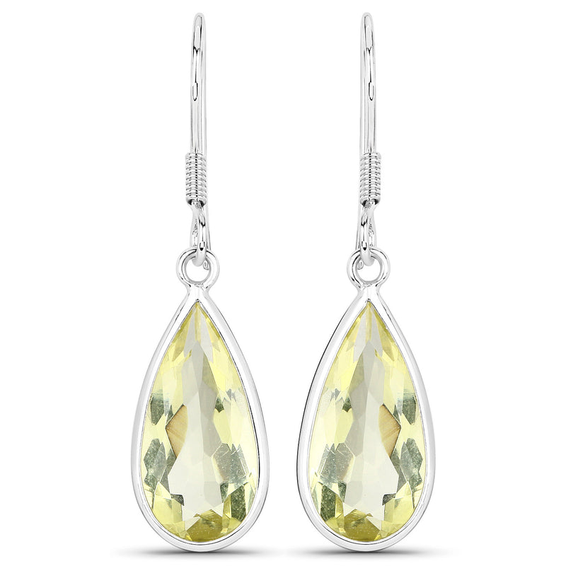 9.42 Carat Genuine Lemon Quartz .925 Sterling Silver Earrings