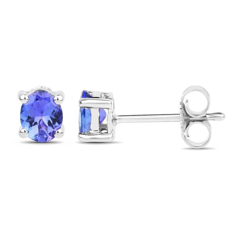 0.70 Carat Genuine Tanzanite 14K White Gold Earrings