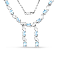 7.65 Carat Genuine Blue Topaz .925 Sterling Silver Necklace