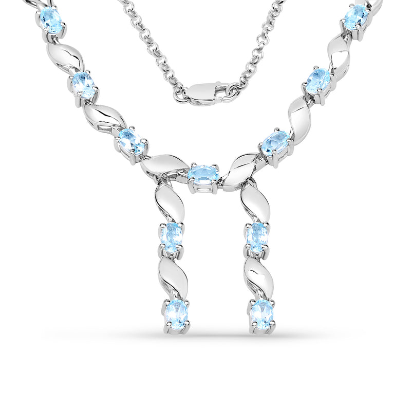 7.65 Carat Genuine Blue Topaz .925 Sterling Silver Necklace