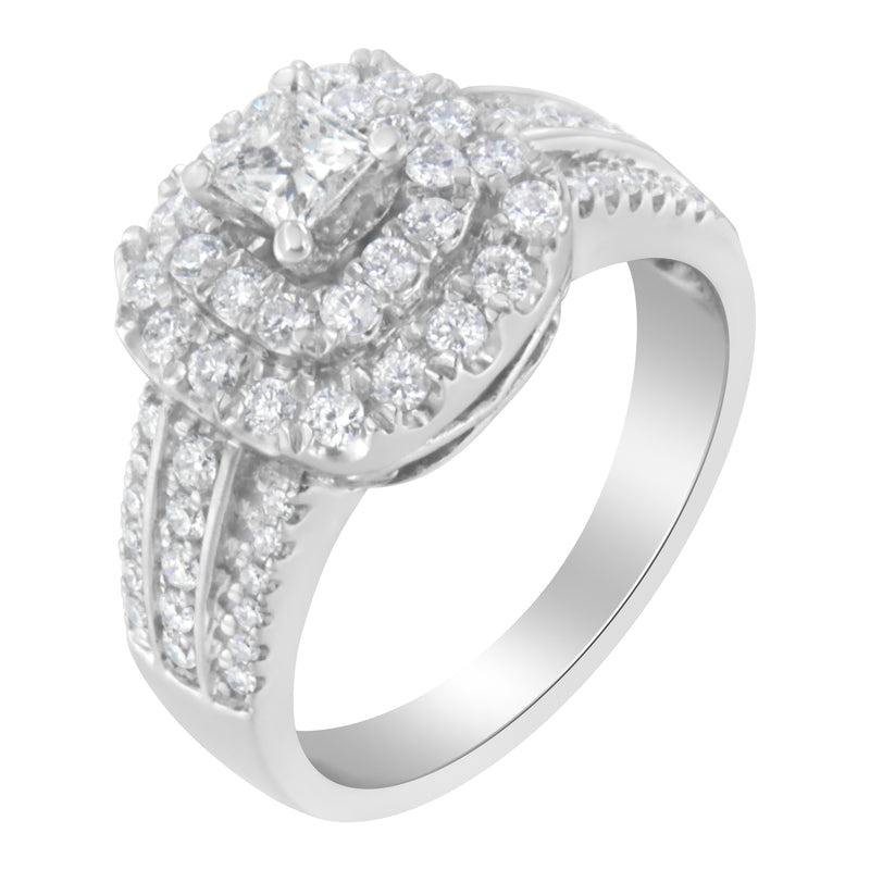 14KT White Gold Diamond Cluster Ring (1 cttw, H-I Color, I1-I2 Clarity)