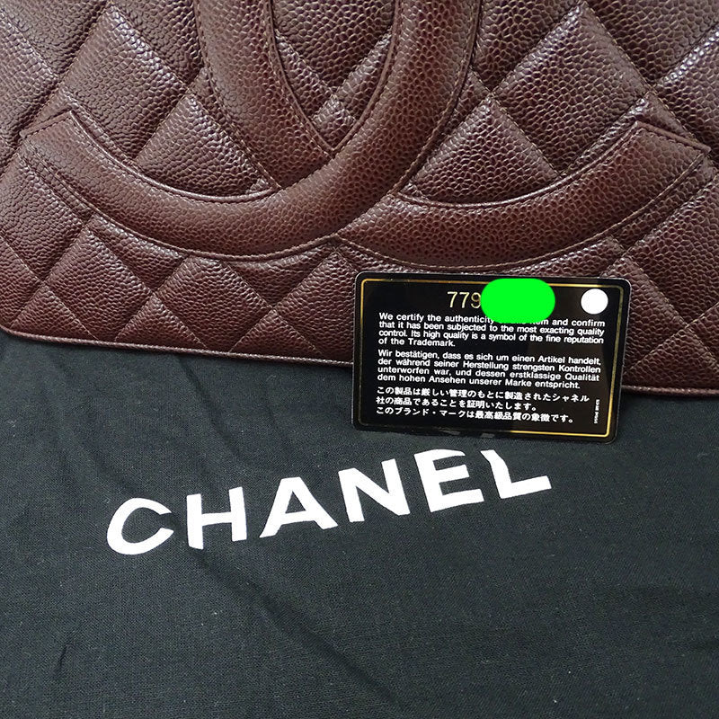 Chanel Caviar Skin Womens Caviar Leather Tote Bag Dark Brown