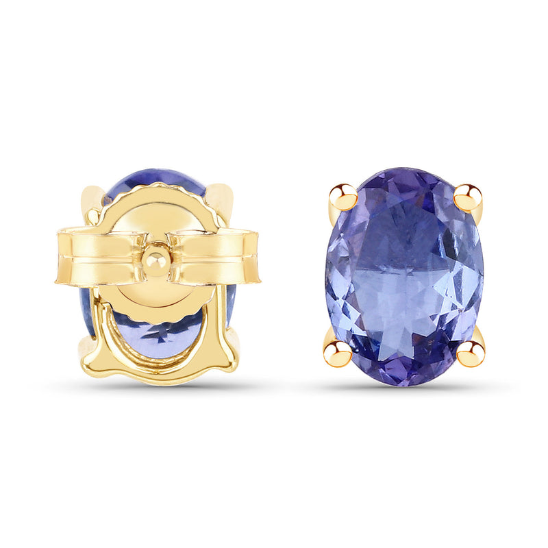 1.50 Carat Genuine Tanzanite 14K Yellow Gold Earrings