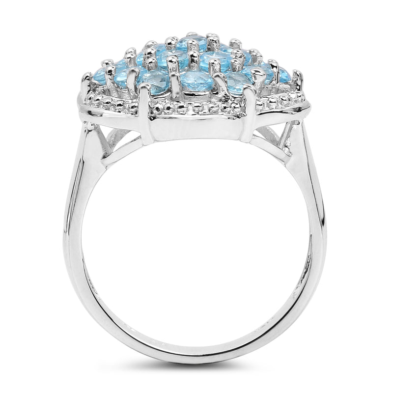 1.90 Carat Genuine Swiss Blue Topaz .925 Sterling Silver Ring