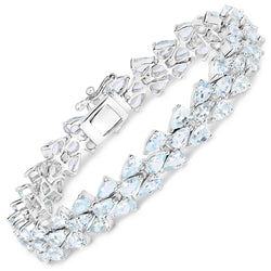 14.11 Carat Genuine Aquamarine .925 Sterling Silver Bracelet