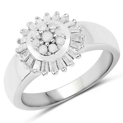 0.75 Carat Genuine White Diamond .925 Sterling Silver Ring