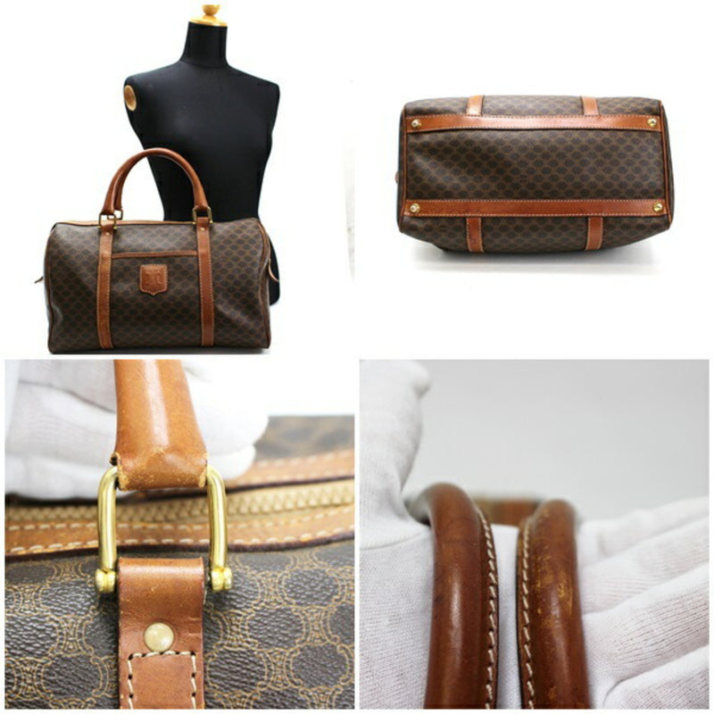 Celine Macadam Pattern Handbag Mini Boston Bag Old PVC x Leather Dark Brown CELINE Ladies Men's Available