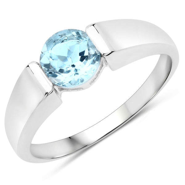 1.05 Carat Genuine Blue Topaz .925 Sterling Silver Ring