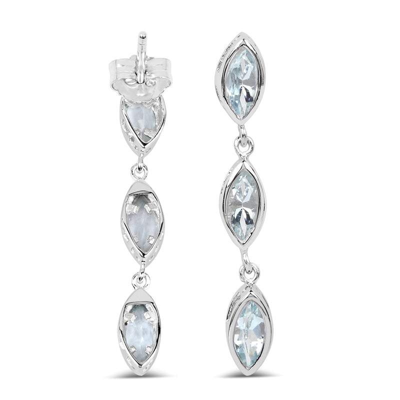 1.92 Carat Genuine Aquamarine .925 Sterling Silver Earrings