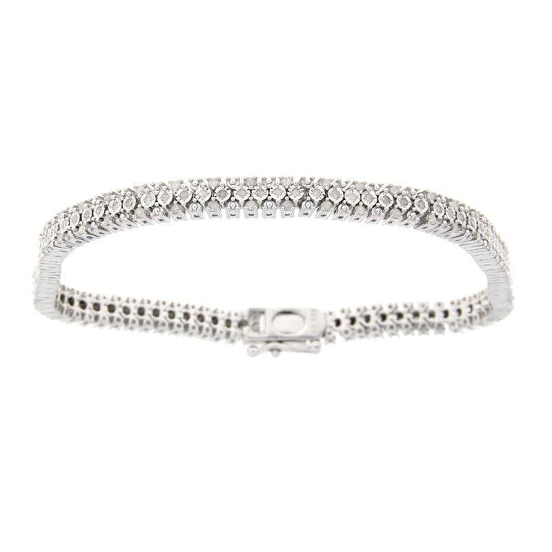 Natural 1.00ct Diamond Tennis Bracelet Sterling Silver