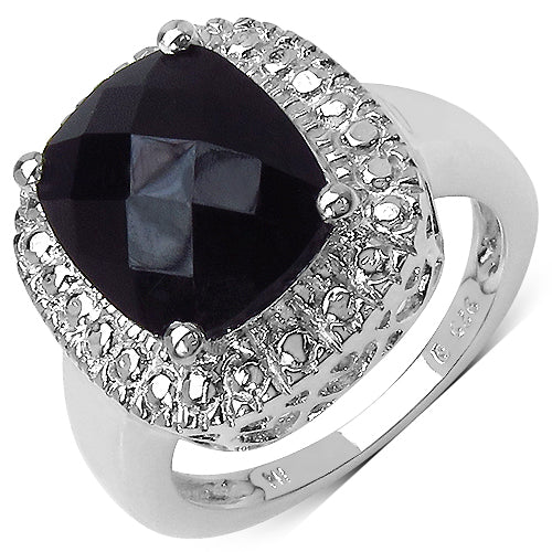 4.10 Carat Genuine Black Onyx .925 Sterling Silver Ring