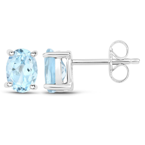 1.90 Carat Genuine Blue Topaz .925 Sterling Silver Earrings