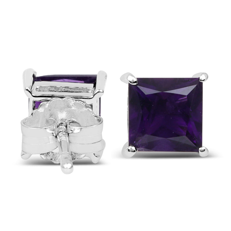 2.00 Carat Genuine Amethyst .925 Sterling Silver Earrings