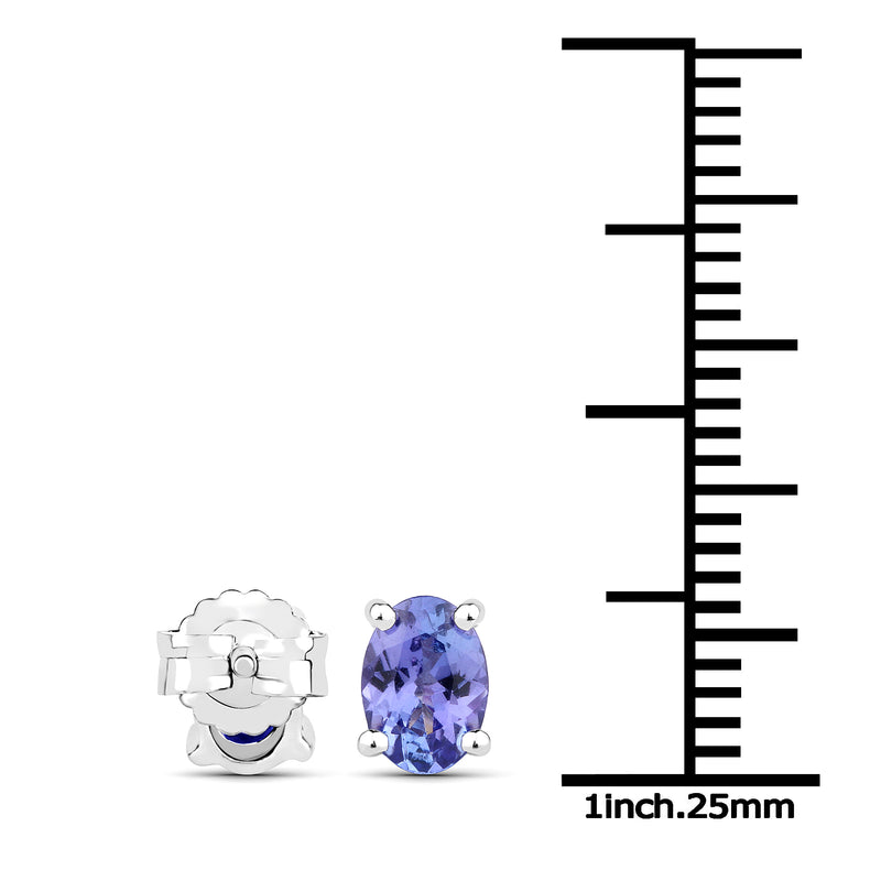 1.20 Carat Genuine Tanzanite .925 Sterling Silver Earrings