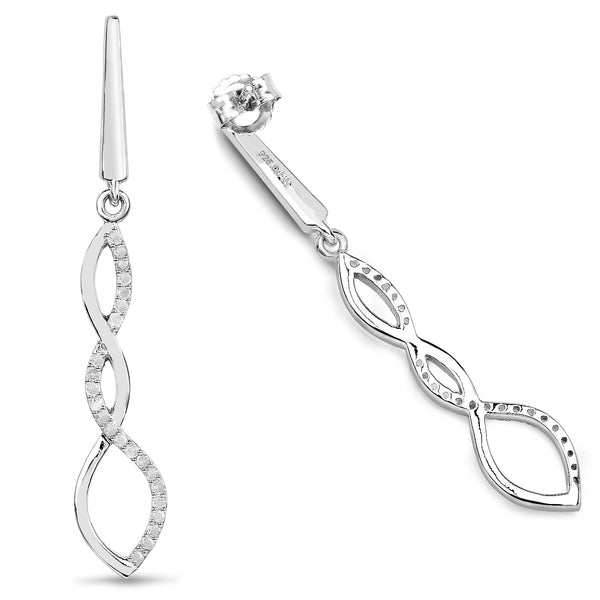 0.41 Carat Genuine White Diamond .925 Sterling Silver Earrings