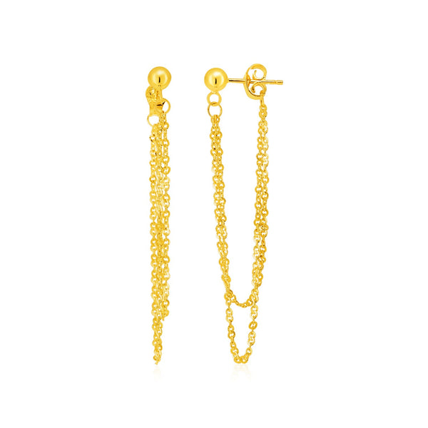 Hanging Chain Post Earrings in 14k Yellow Gold