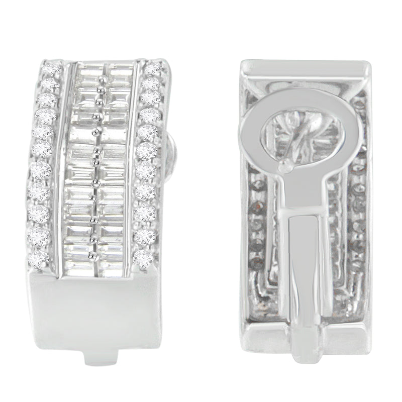 14K White Gold 1 cttw Diamond Huggy Earrings (H-I, SI2-I1)