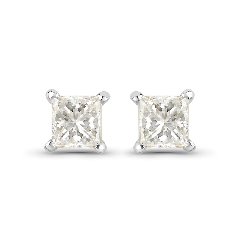 0.53 Carat Genuine White Diamond 14K White Gold Earrings