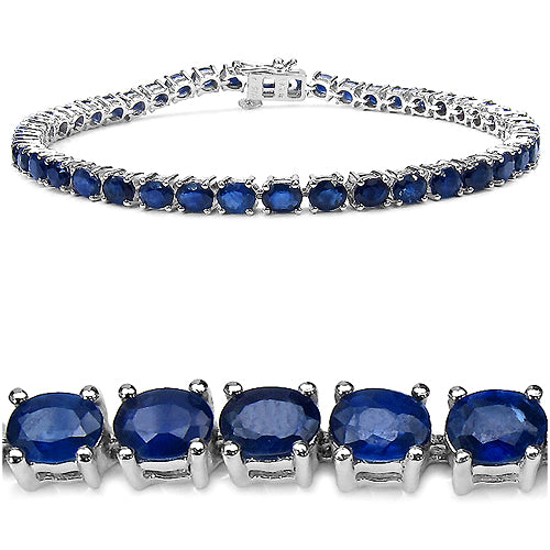 9.24 Carat Genuine Sapphire .925 Sterling Silver Bracelet