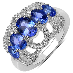 2.13 Carat Genuine Tanzanite .925 Sterling Silver Ring