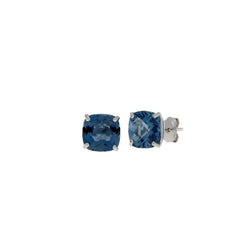 Natural Blue Topaz Stud Earrings Sterling Silver